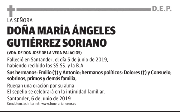 DOÑA MARÍA ÁNGELES GUTIÉRREZ SORIANO