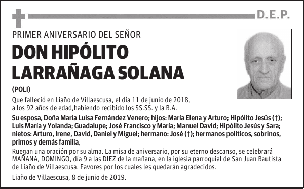 DON HIPÓLITO LARRAÑAGA SOLANA