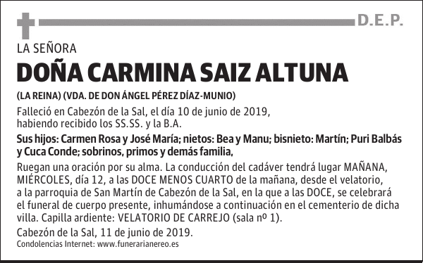DOÑA CARMINA SAIZ ALTUNA