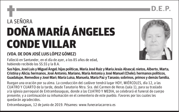 DOÑA MARÍA ÁNGELES CONDE VILLAR