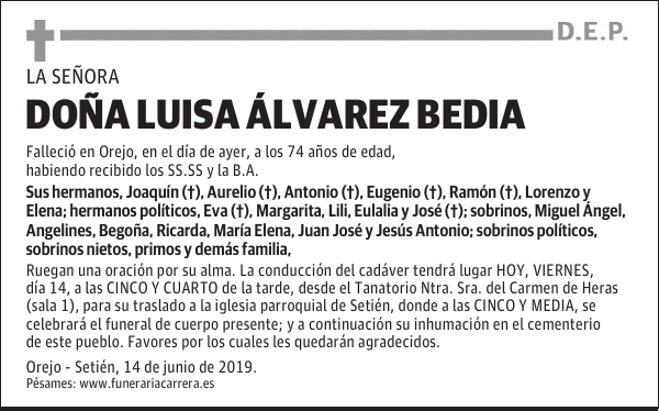 DOÑA LUISA ÁLVAREZ BEDIA