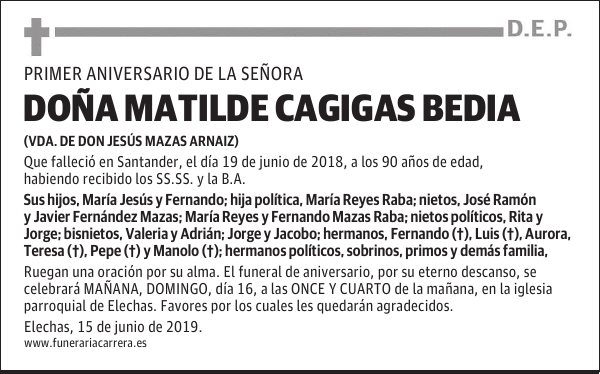 DOÑA MATILDE CAGIGAS BEDIA