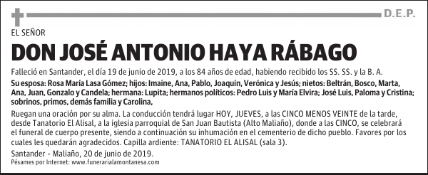 DON JOSÉ ANTONIO HAYA RÁBAGO
