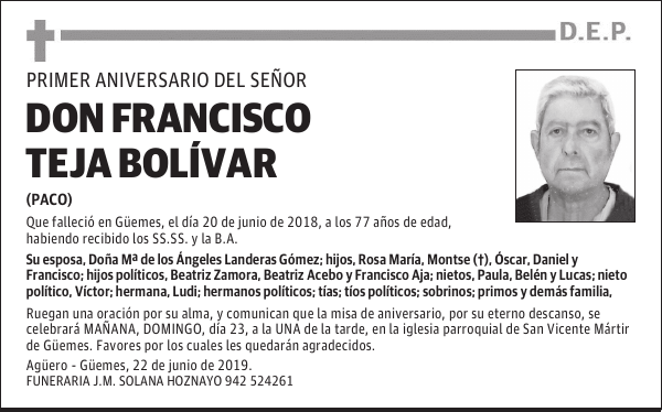DON FRANCISCO TEJA BOLIVAR