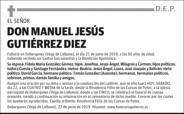 DON MANUEL JESÚS GUTIÉRREZ DIEZ
