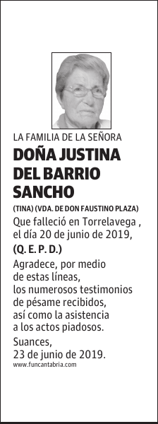 DOÑA JUSTINA DEL BARRIO SANCHO