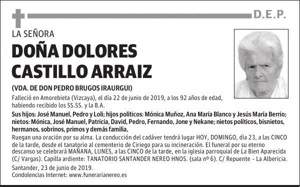 DOÑA DOLORES CASTILLO ARRAIZ