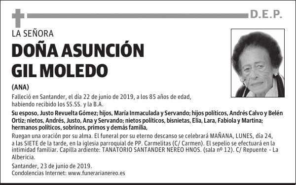 DOÑA ASUNCIÓN GIL MOLEDO