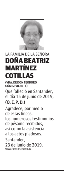 DOÑA BEATRIZ MARTÍNEZ COTILLAS