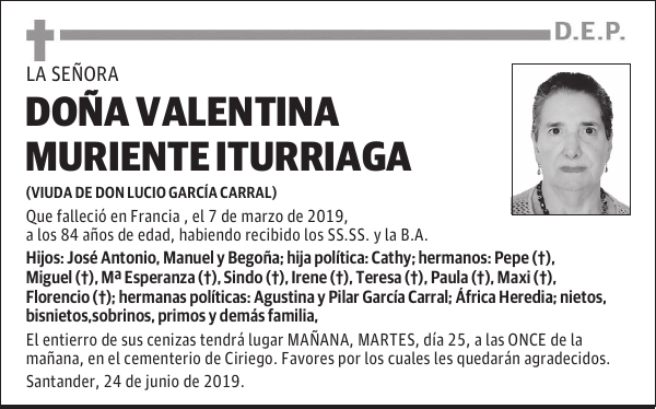 DOÑA VALENTINA MURIENTE ITURRIAGA