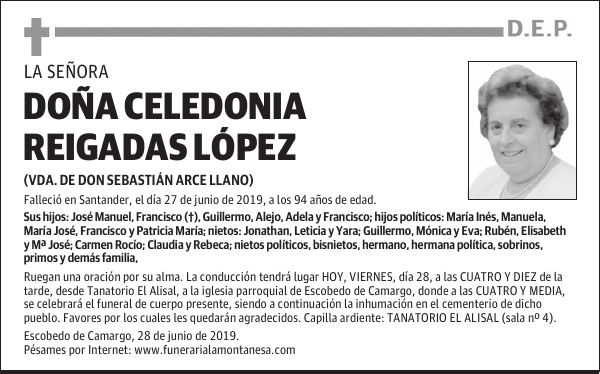 DOÑA CELEDONIA REIGADAS LÓPEZ