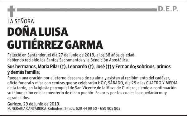 DOÑA LUISA GUTIÉRREZ GARMA