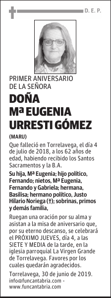 DOÑA Mª EUGENIA URRESTI GÓMEZ