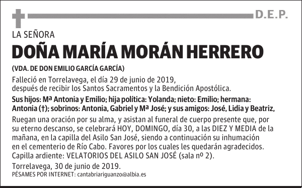 DOÑA MARÍA MORÁN HERRERO