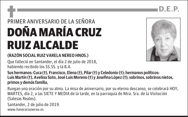 DOÑA MARÍA CRUZ RUIZ ALCALDE