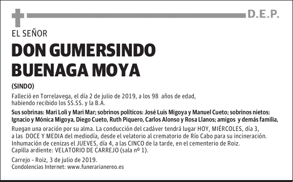 DON GUMERSINDO BUENAGA MOYA
