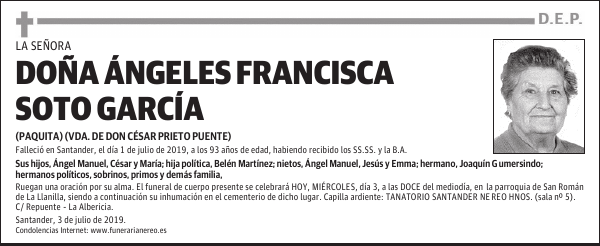 DOÑA ÁNGELES FRANCISCA SOTO GARCÍA