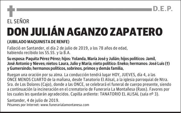 DON JULIÁN AGANZO ZAPATERO