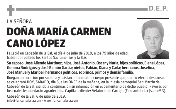 DOÑA MARÍA CARMEN CANO LÓPEZ