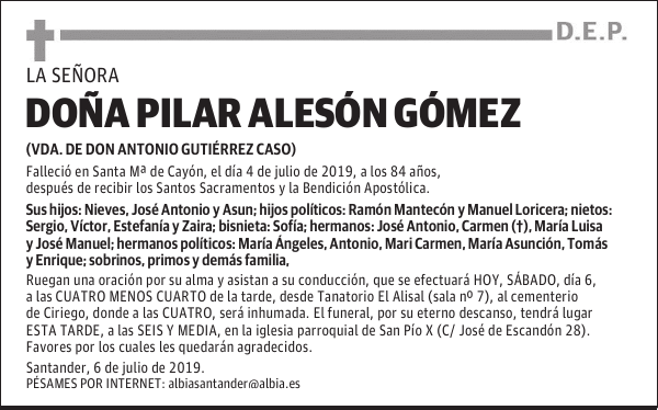 DOÑA PILAR ALESÓN GÓMEZ