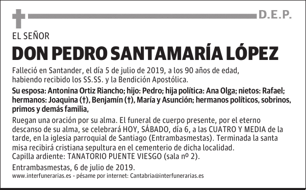 DON PEDRO SANTAMARÍA LÓPEZ