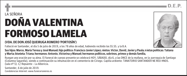 DOÑA VALENTINA FORMOSO LAMELA