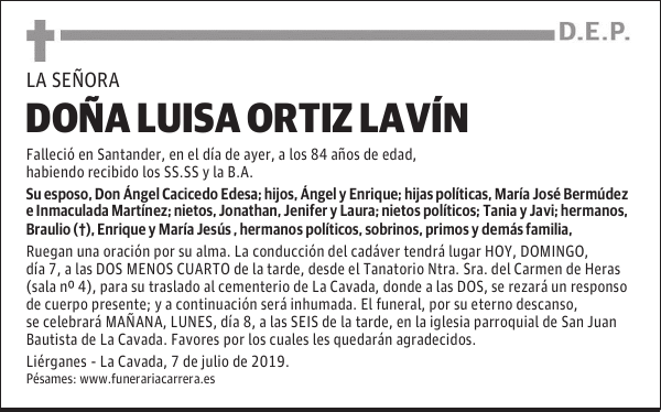 DOÑA LUISA ORTIZ LAVÍN
