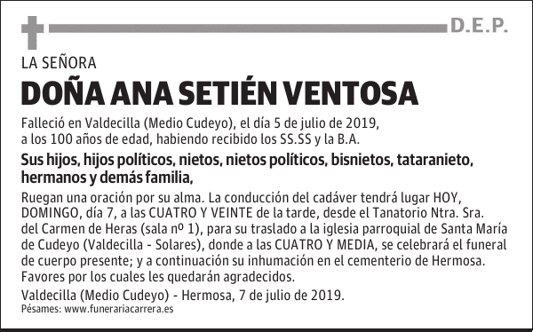 DOÑA ANA SETIÉN VENTOSA