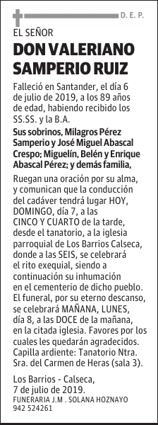 DON VALERIANO SAMPERIO RUIZ