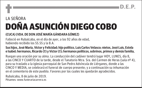 DOÑA ASUNCIÓN DIEGO COBO