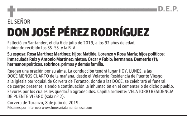 DON JOSÉ PÉREZ RODRÍGUEZ
