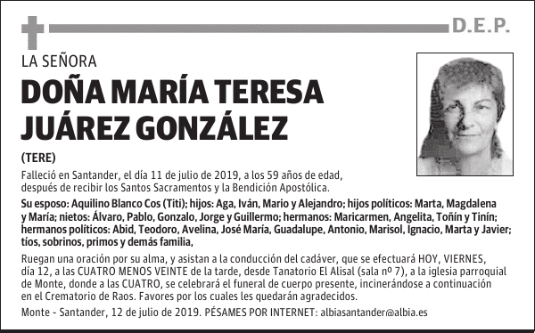 DOÑA Mª TERESA JUÁREZ GONZÁLEZ
