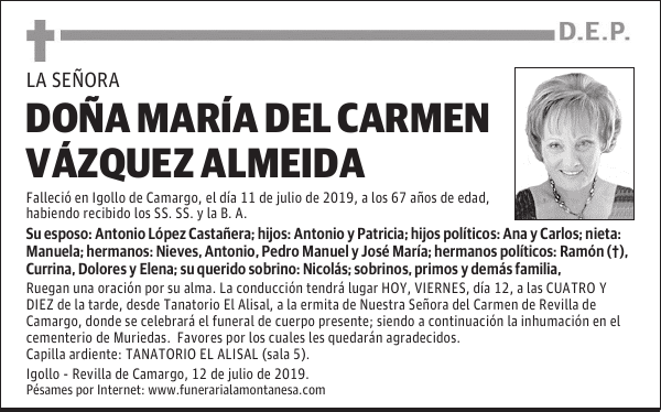 DOÑA MARÍA DEL CARMEN VÁZQUEZ ALMEIDA