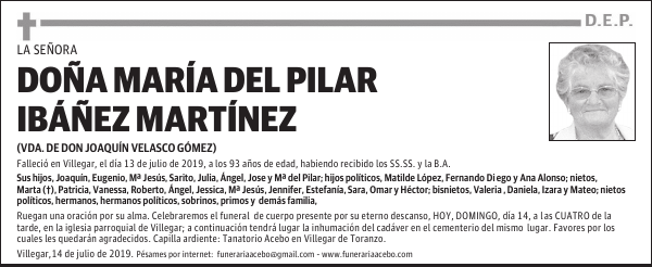 DOÑA MARÍA DEL PILAR IBÁÑEZ MARTÍNEZ