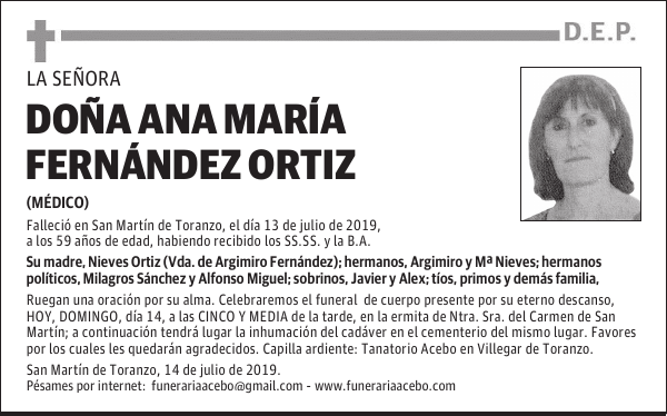 DOÑA ANA MARÍA FERNÁNDEZ ORTIZ