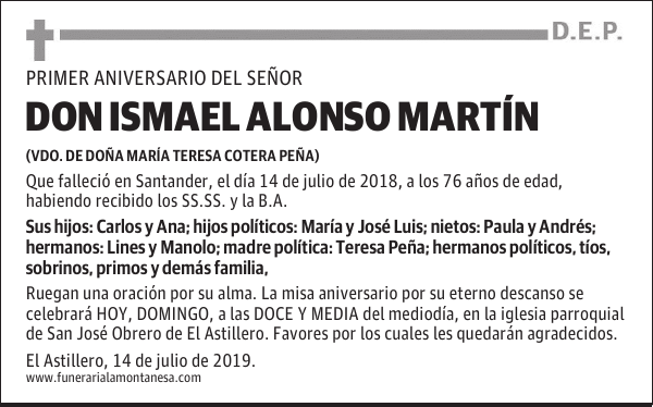 DON ISMAEL ALONSO MARTÍN