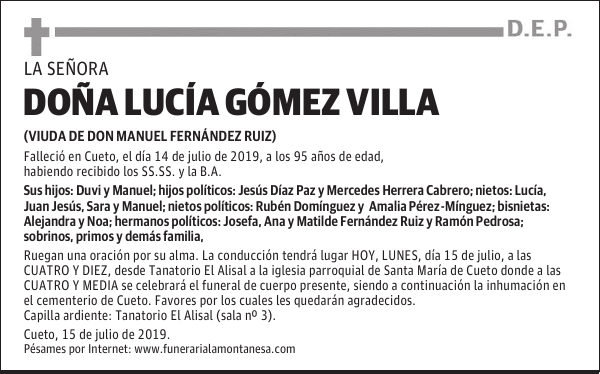 DOÑA LUCÍA GÓMEZ VILLA