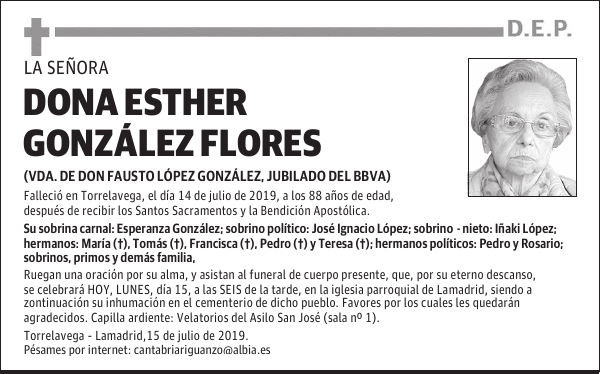 DONA ESTHER GONZÁLEZ FLORES