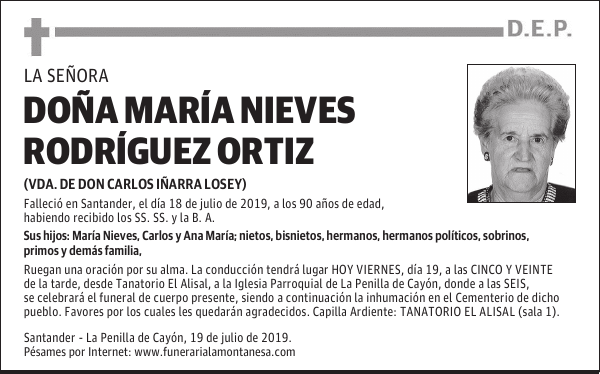 DOÑA MARÍA NIEVES RODRÍGUEZ ORTIZ