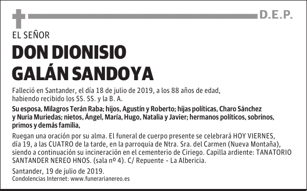 DON DIONISIO GALÁN SANDOYA