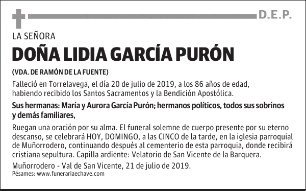DOÑA LIDIA GARCÍA PURÓN