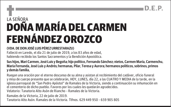 DOÑA MARÍA DEL CARMEN FERNÁNDEZ OROZCO