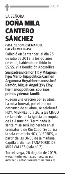 DOÑA MILA CANTERO SÁNCHEZ