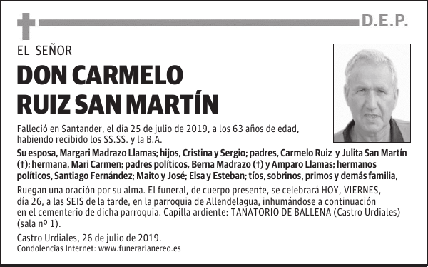 DON CARMELO RUIZ SAN MARTÍN