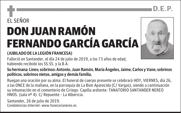 DON JUAN RAMÓN FERNANDO GARCÍA GARCÍA