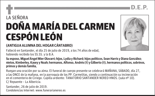 DOÑA MARÍA DEL CARMEN CESPÓN LEÓN