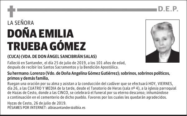 DOÑA EMILIA TRUEBA GÓMEZ