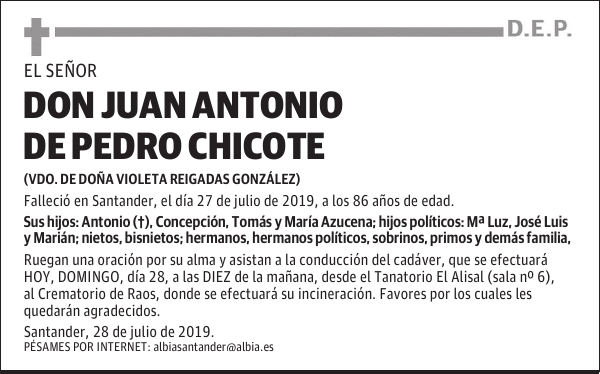 DON JUAN ANTONIO DE PEDRO CHICOTE