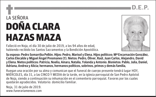 DOÑA CLARA HAZAS MAZA