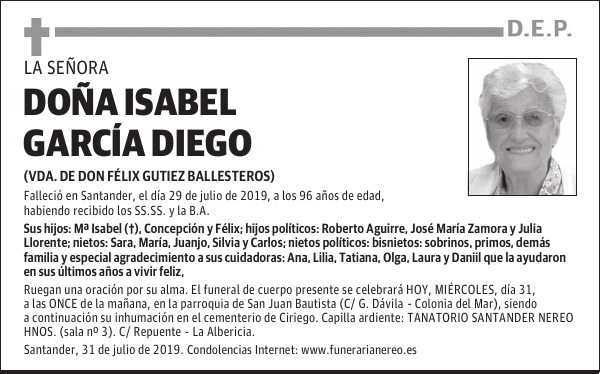DOÑA ISABEL GARCÍA DIEGO